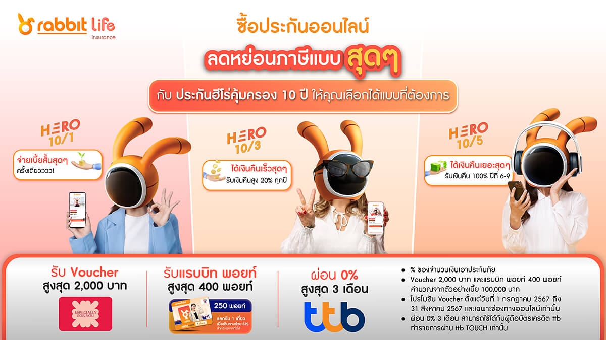 แรบบิท ไลฟ์ ประกันชีวิตออนไลน์ ที่ให้คุณสุดทุกความต้องการ